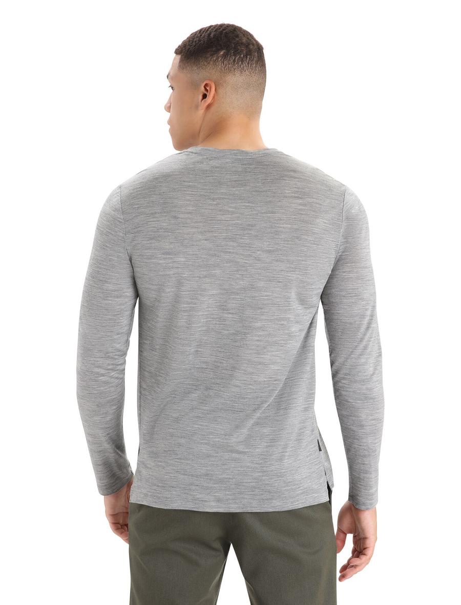 Men's Icebreaker Merino Sphere II T-Shirt Long Sleeve Metro Heather | CA 1717GSOL